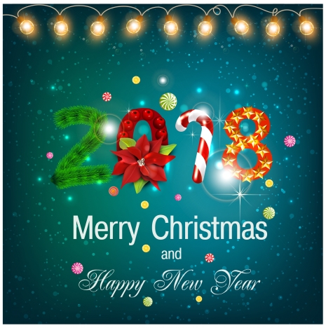 2018 Christmas Card Illustration With Bright Bokeh Background Vectors Stock In Format For Free Download 16 87mb