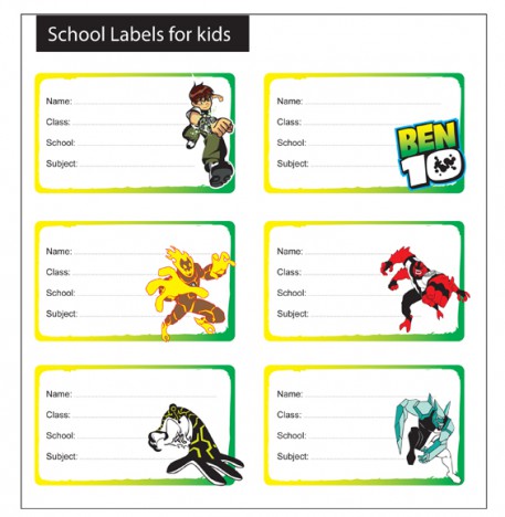 6 Ben 10 School Labels For Kids Vectors Stock In Format For Free Download 1 33mb