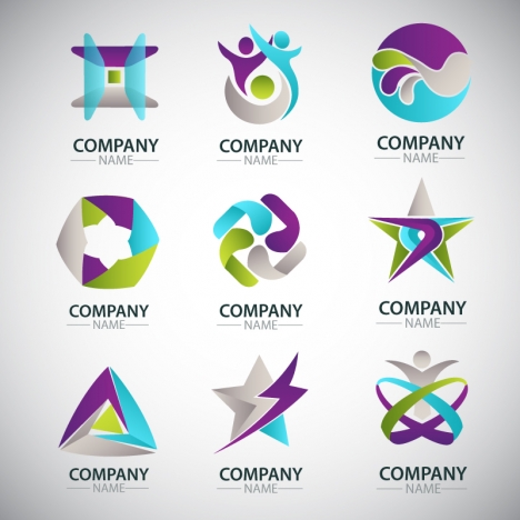 Corporate logo sets design with various shapes vectors stock in format