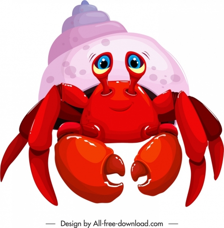 Hermit crab icon colored cartoon design vectors stock in format for