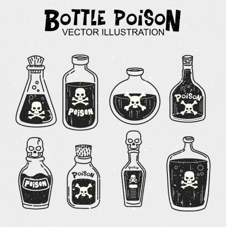 Poison bottles icons black white design vectors stock in format for