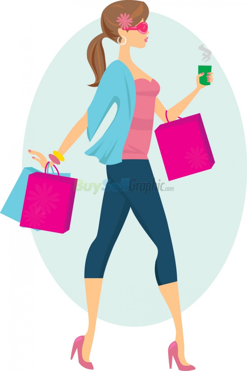 girl shopping clipart free - photo #6