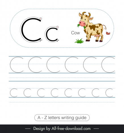 1st class writing guide worksheet template cow animal icon tracing ...