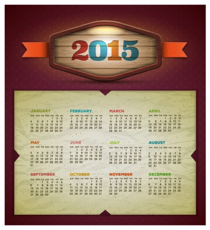 2015 calendar  Vector design template