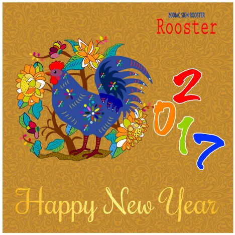 2017 lunar new year banner design with rooster
