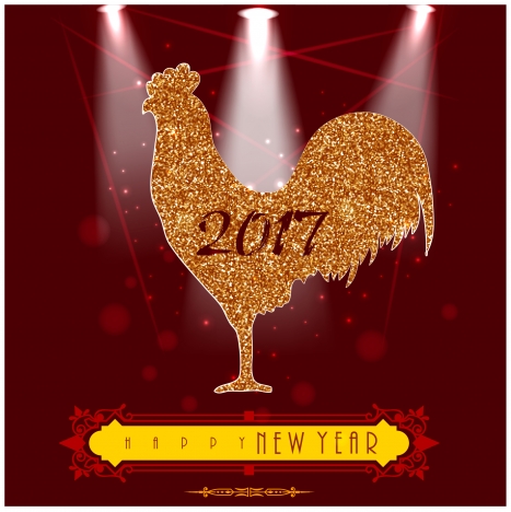 2017 new year template design with glossy rooster