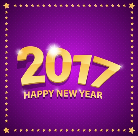 2017 new year violet banner with stars border