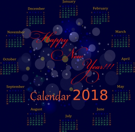 2018 calendar background violet bokeh design circle decoration