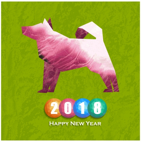 2018 new year card vector with dog illustration