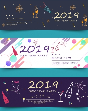 2019 new year party banner colorful modern decor