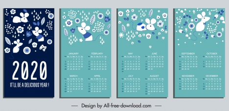 2020 calendar template classical floral rats decor