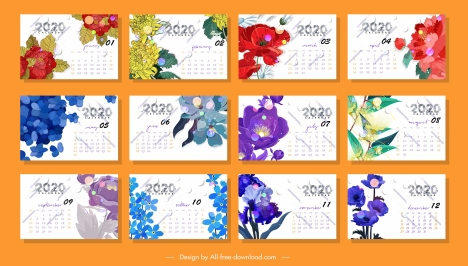 2020 calendar templates colorful botany decor
