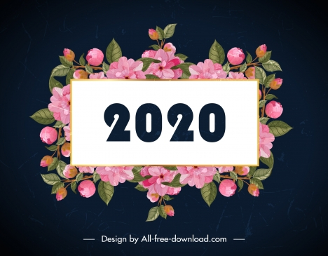 2020 new year banner elegant natural botanical decor