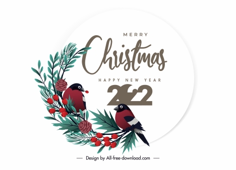 2022 calendar cover template elegant birds winter plants