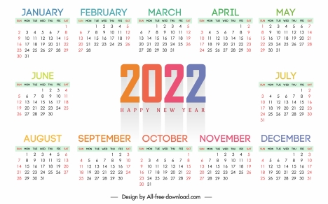 2022 calendar template elegant bright white plain decor