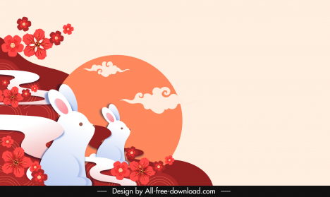 2023 calendar background template cute classic rabbits sun flowers decor  vectors stock in format for free download 162 bytes