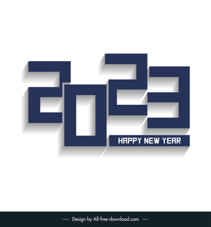 2023 text happy new year calendar design elements modern flat numbers design