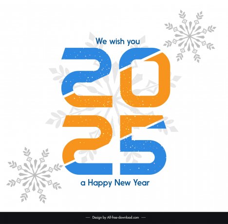 2025 calendar design elements elegant snowflakes texts numbers