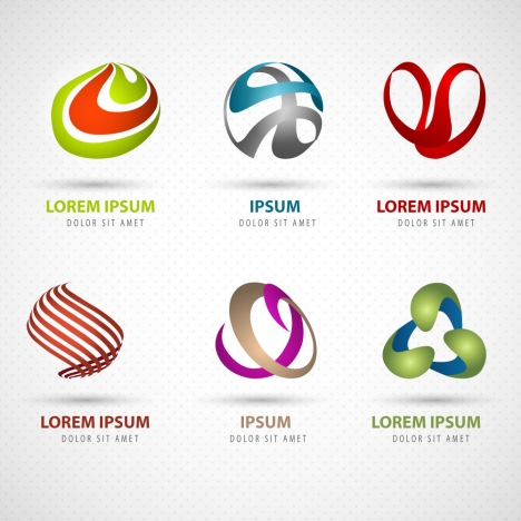 3d abstract logo design elements collection