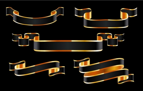 3d ribbon sets with black and yellow background