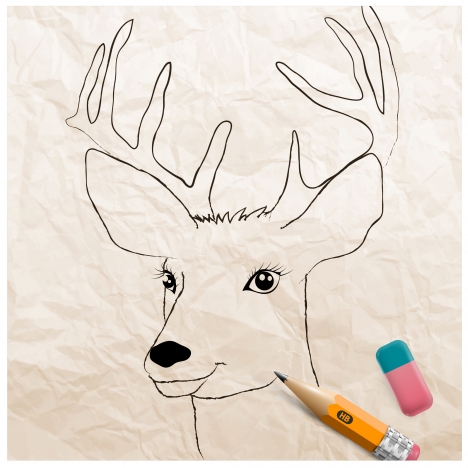 3d vector illustration of reindeer drawing
