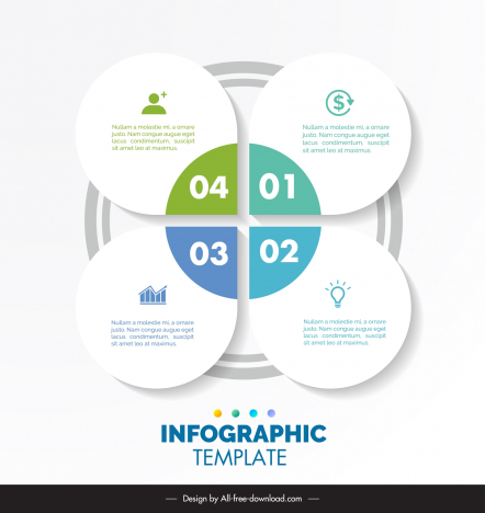 4 options infographic template symmetric rounded shapes