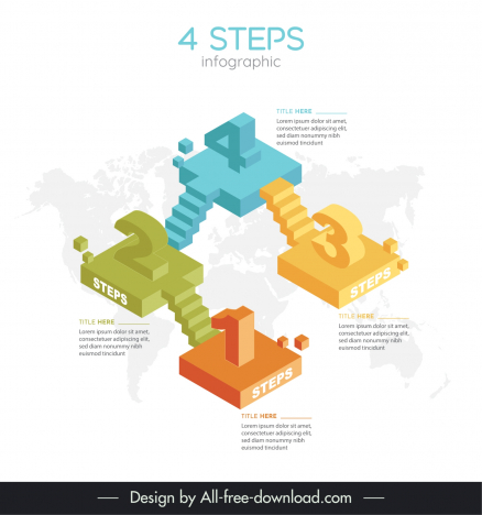 4 steps infographic design elements elegant 3d