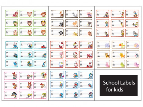 72 school labels for kids set 1