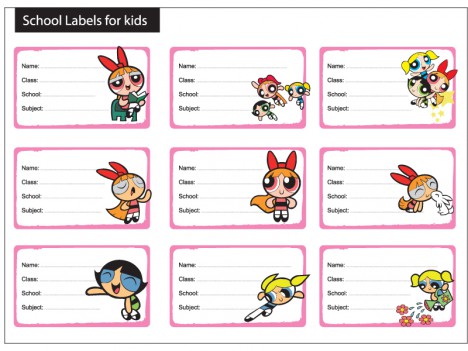 9 Powerpuff girls school labels for kids