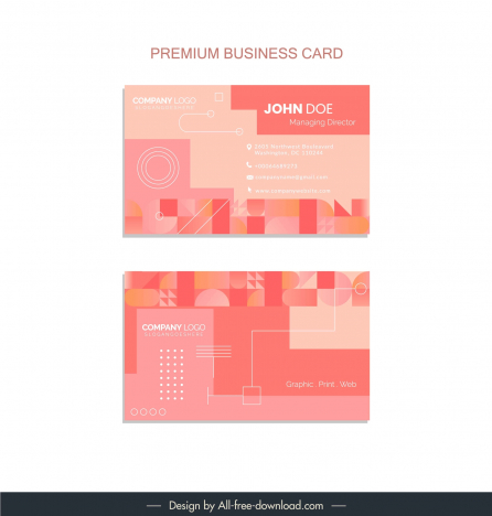 abstract business card template flat geometry layout