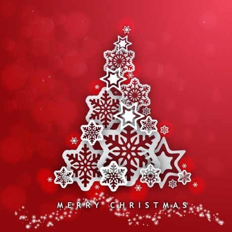 abstract christmas tree design on red background