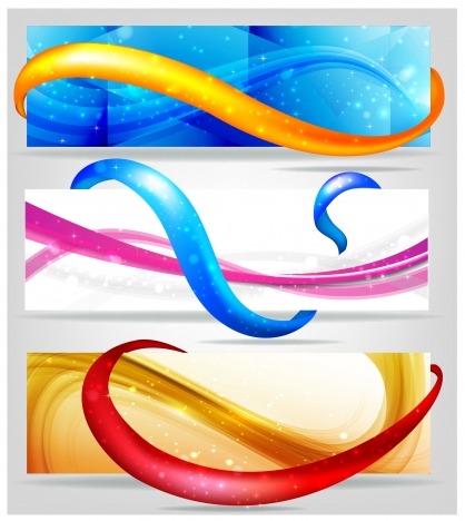 abstract colorful banners with curved lines design
