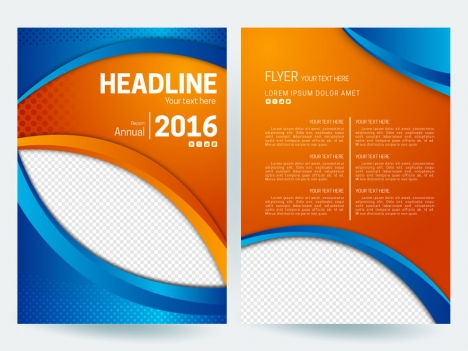 abstract flyer background with orange and blue color