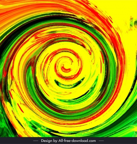 Abstract painting spiral twisted shape retro colorful grunge vectors ...