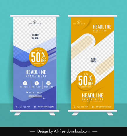 abstract roll up banner template elegant modern checkered decor