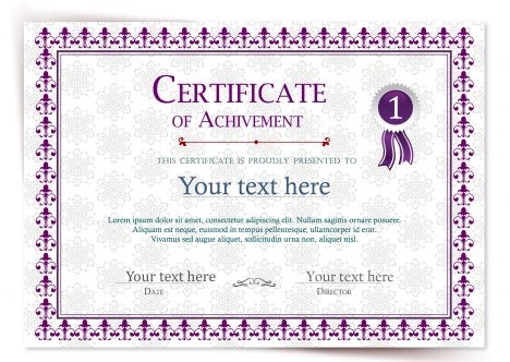 achievement certificate illustration with vignette violet style