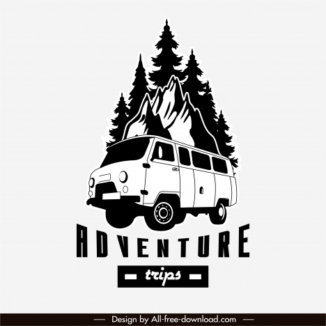 adventure road trip logotype black white classic design