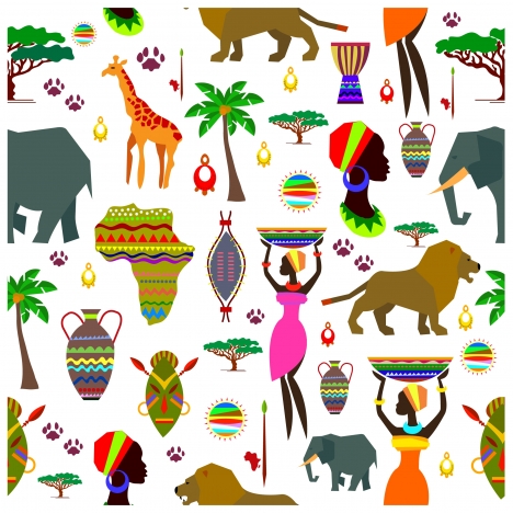 african repeat pattern illustration in flat color style