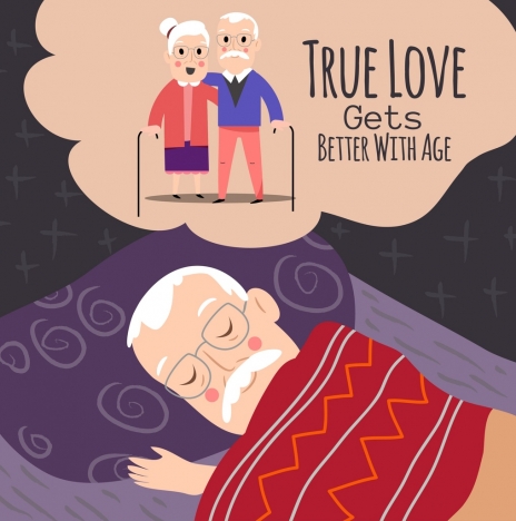 aged love background sleeping man old couple icons