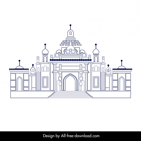ahmedabad building architecture template black white flat symmetric outline
