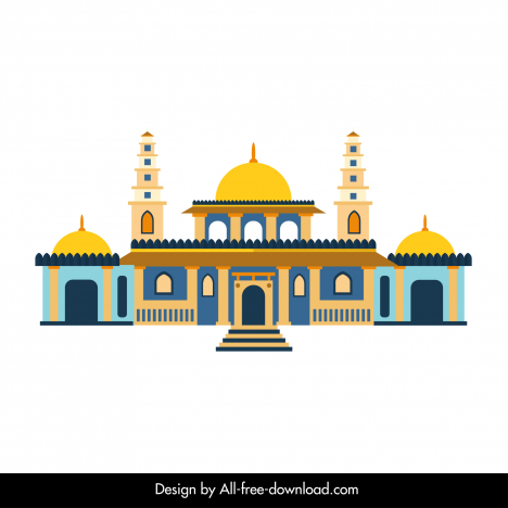 ahmedabad building icon elegant retro symmetric design