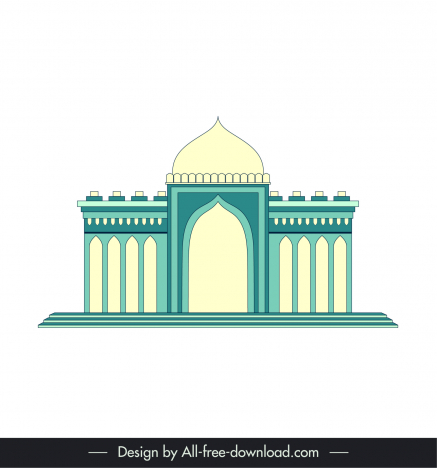 ahmedabad india building architecture icon flat symmetric elegant design