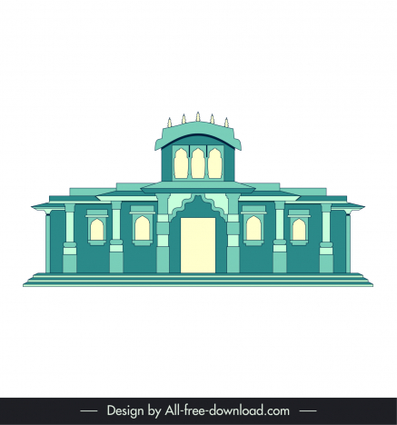 ahmedabad india building architecture icon flat symmetric sketch