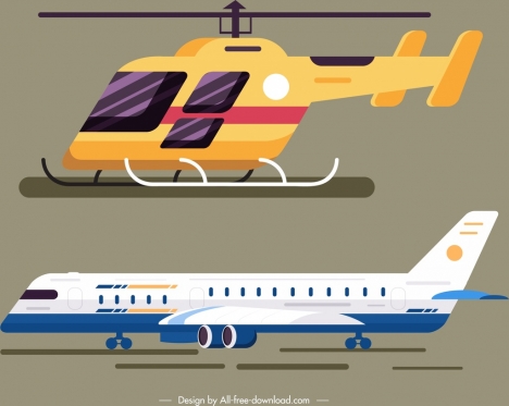 airway design elements helicopter airplane icons modern design