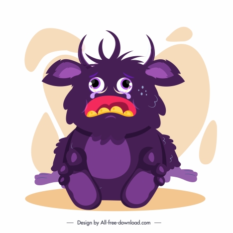 alien monster icon crying sketch cute cartoon character