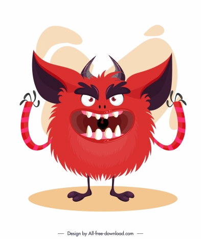 alien monster icon furry red sketch cartoon character