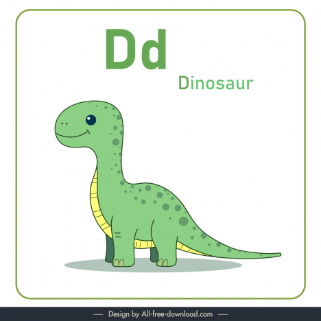 alphabet letter d design elements flat handdrawn dinosaur