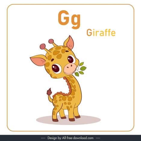 alphabet letter g design elements cute cartoon giraffe