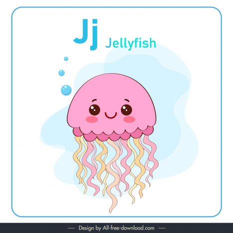 alphabet letter j design elements cute stylized jellyfish