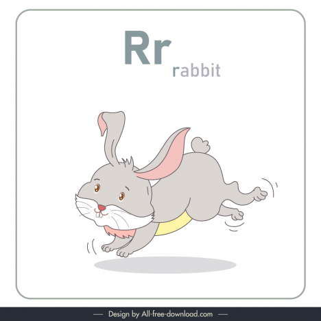 alphabet letter r design elements dynamic handdrawn cartoon rabbit